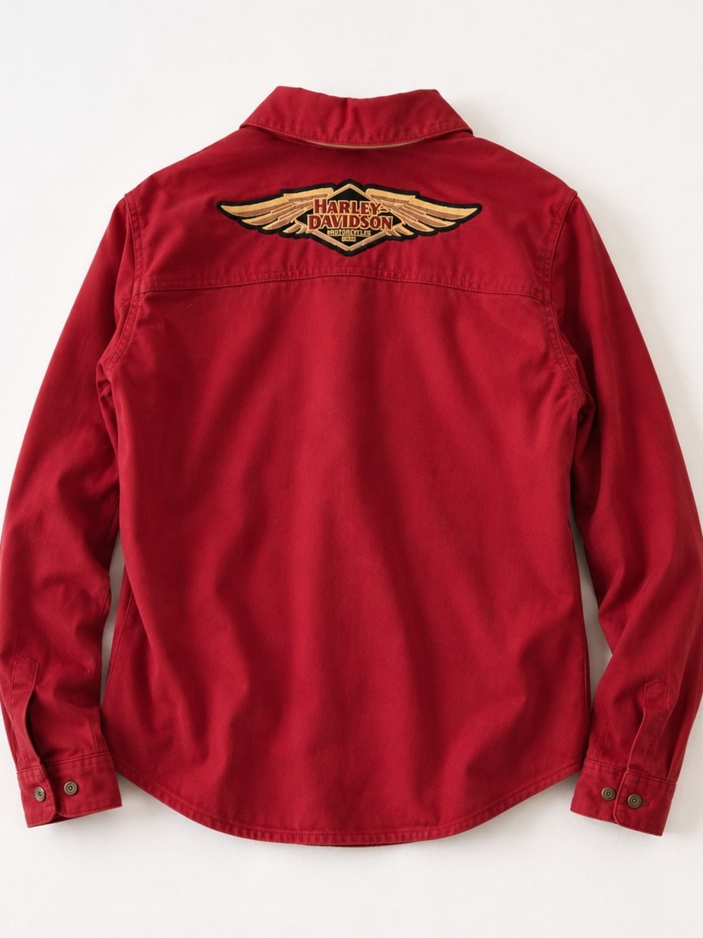 Harley-Davidson Red Bomber Jacket with Gold Wing Patch
